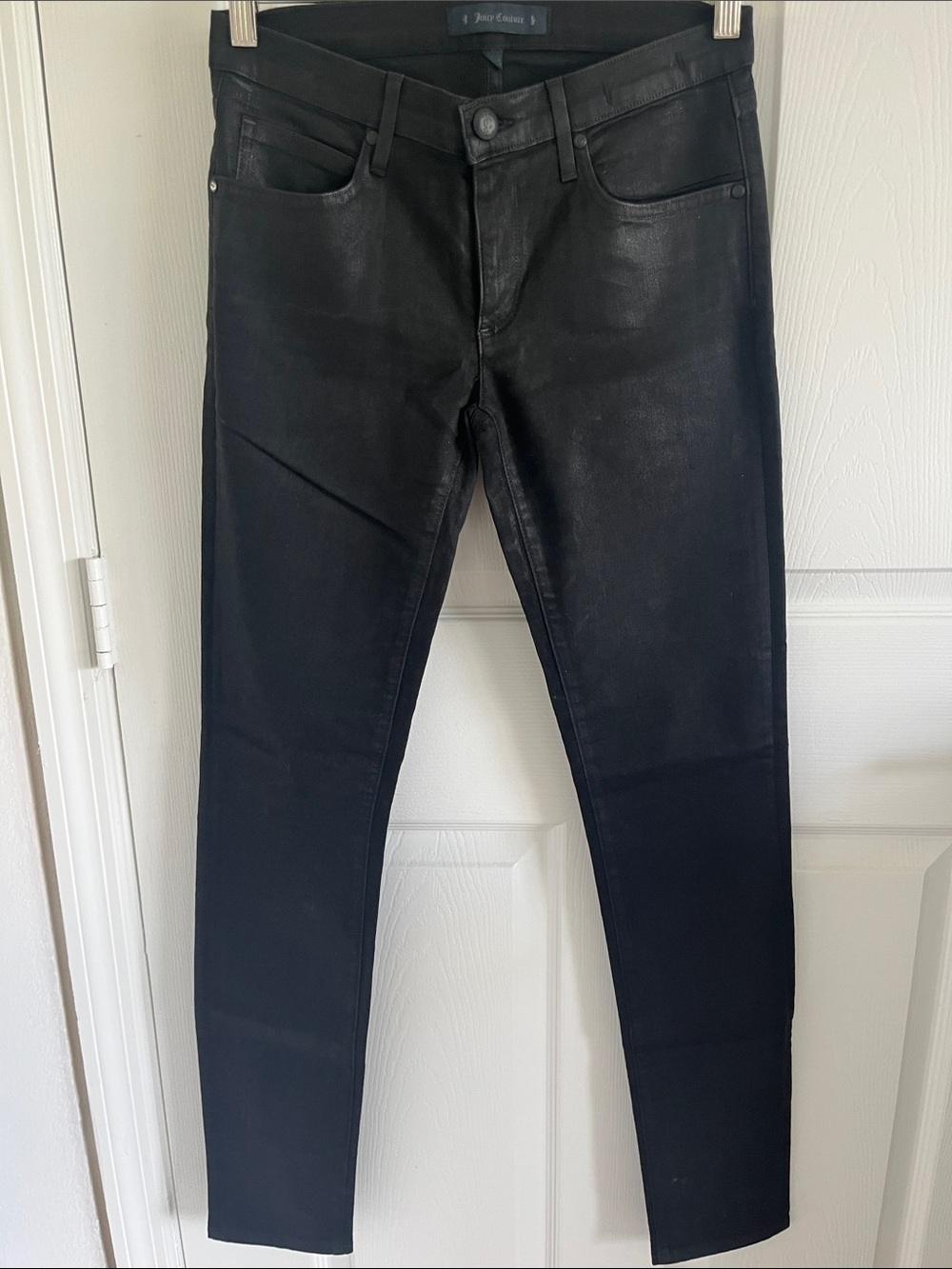 Juicy Couture Black Wax Skinny Jeans Y2K Goth Emo Witchy Whimsigoth Grunge Moto